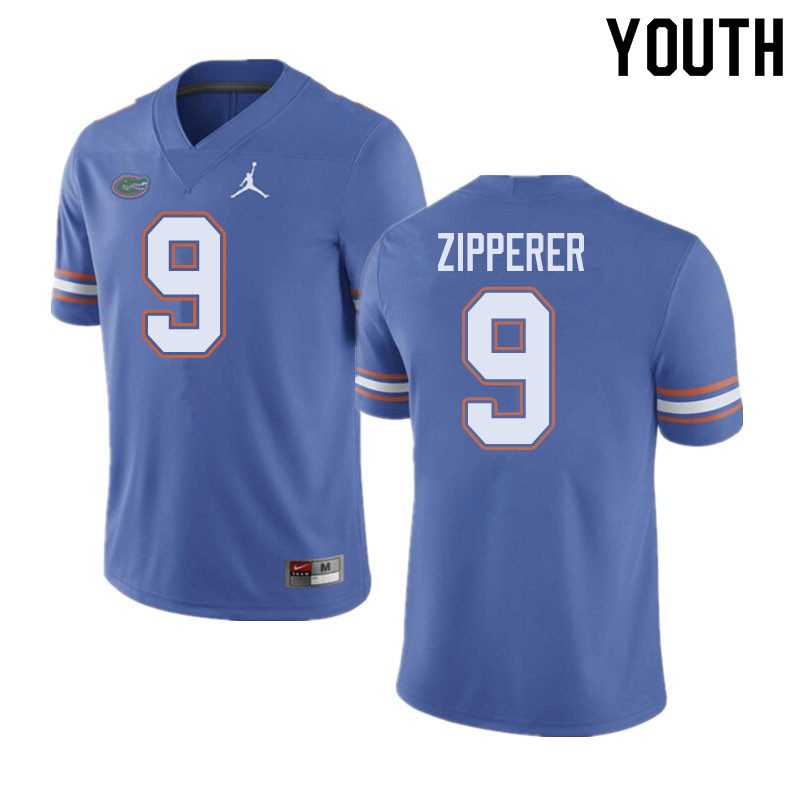 Youth NCAA Florida Gators Keon Zipperer #9 Stitched Authentic Jordan Brand Blue College Football Jersey CSO4265BO